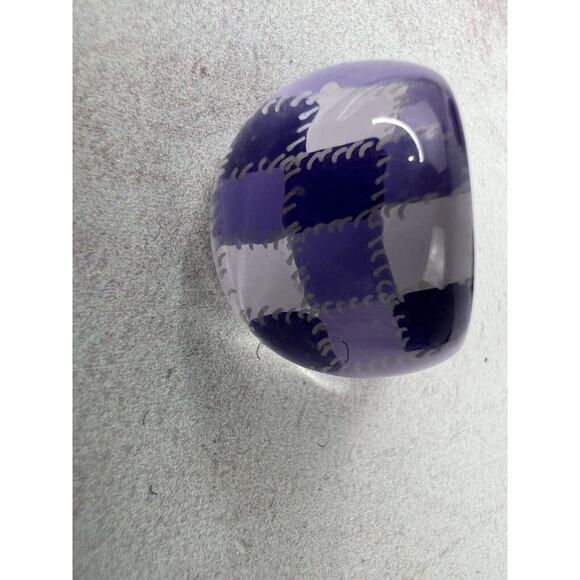 Women's Fashion Jewelry Purple Checkered Trendy Statement Dome Ring - Size 7 Y2K - Picture 4 of 8